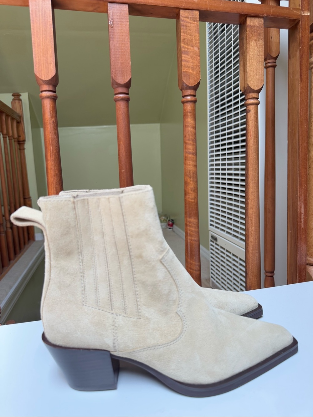 rag & bone Beige Suede Pointed Ankle Booties - Picture 2 of 10
